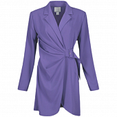 Картинка Платье мини фиолетовое на запах с ремнем сборка с одной стороны от магазина LonnaMag