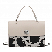 картинка Сумка мессенджер поворотный замок короткая ручка + цепочка принт Коровка от магазина LonnaMag
