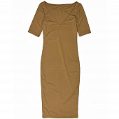 Картинка Платье миди стрейч по фигуре V-вырез (карамельное) от магазина LonnaMag
