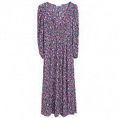 Картинка Платье миди ткань гафре пестрые цветы V-вырез шов под грудью от магазина LonnaMag