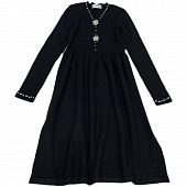 Картинка Платье трикотаж юбка клеш жемчуг по краю пуговицы снежинки в стразах от магазина LonnaMag