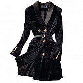 Картинка Платье пиджак бархат атласный ворот золотые пуговицы + ремень от магазина LonnaMag