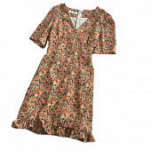 Картинка Платье миди V - вырез мелкий цветочный принт снизу рюша от магазина LonnaMag