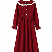 Картинка Платье школьное миди белая оборка на воротнике 3 белые пуговицы от магазина LonnaMag