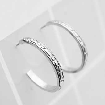 Серьги мини кольца овальный рельеф