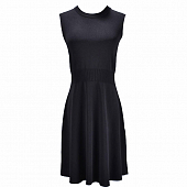 Картинка Платье миди трикотаж без рукавов талия в рубчик юбка клеш от магазина LonnaMag