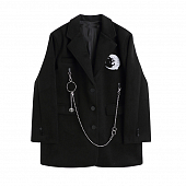 Картинка Пиджак oversize вышивка Месяц Луна + декор цепочка от магазина LonnaMag