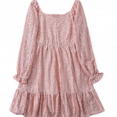 Картинка Платье куколка юбка клеш волан пыльно-розовое кружево от магазина LonnaMag
