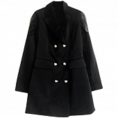 Картинка Платье пиджак вставка сетка на рукавах жемчуг сердца от магазина LonnaMag