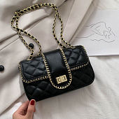 картинка Сумка стеганая ромбами окантовка из золотой цепи и ручки от магазина LonnaMag