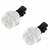 картинка Заколка мини зажим белый цветок роза камелия от магазина LonnaMag
