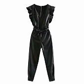 Картинка Комбинезон кожзам с воланами на плечах от магазина LonnaMag