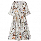 Картинка Платье миди разрез волан на рукавах цветочный принт от магазина LonnaMag