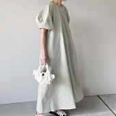 Картинка Платье макси А - силуэт свободное укороченный рукав и горловина на резинке от магазина LonnaMag