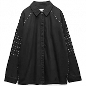 Картинка Рубашка черная куртка заклепки линиями oversize от магазина LonnaMag