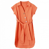 Картинка Платье рубашка на запах без рукаврв 6 пуговиц + широкй пояс от магазина LonnaMag