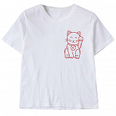 Картинка Футболка принт красный японский кот Lucky You от магазина LonnaMag