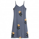 Картинка Платье миди на тонких лямках темно-серое принт желтые цветы от магазина LonnaMag