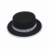 картинка Шляпа канотье лента и кант на полях диагональные полосы от магазина LonnaMag