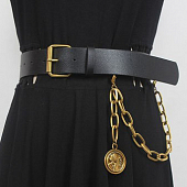 картинка Ремень с пряжкой сбоку цепь + круг с портретом внутри от магазина LonnaMag
