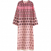 Картинка Платье миди прямое принт неровные квадраты внутри ромб по бокам разрезы от магазина LonnaMag