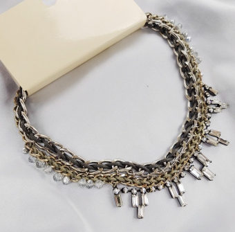 Ожерелье цепи сплетенные с веревкой прямоугольные стразы