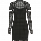 Картинка Платье на бретельках + прозрачный верх в клетку + рукава отдельно от магазина LonnaMag