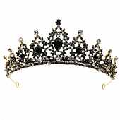 картинка Диадема корона широкие зубцы камни капли - черные от магазина LonnaMag