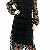 Картинка Платье черная сетка с узорами - бабочки от магазина LonnaMag