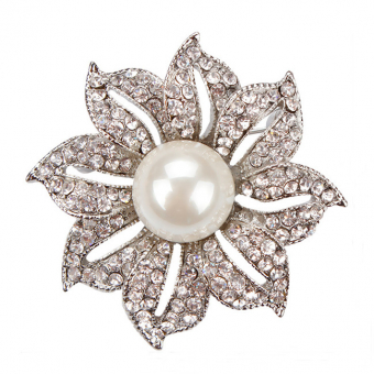 Брошь крупный цветок в стразах