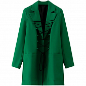 Картинка Пиджак прямой зеленый спереди на шнуровке от магазина LonnaMag