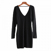 Картинка Платье мини стрейч по фигуре гулбокий V-вырез от магазина LonnaMag