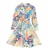 Картинка Платье с поясом разный цветной принт от магазина LonnaMag