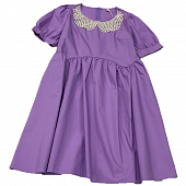 Картинка Платье фиолетовое клеш рукав фонарик + воротник из бисера от магазина LonnaMag