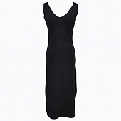 Картинка Платье ровный трикотаж верх майкой V-вырез (черное) от магазина LonnaMag