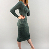 Картинка Платье трикотажное с люрексом V-образный вырез длины миди от магазина LonnaMag