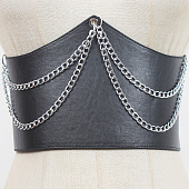 картинка Пояс эко кожа треугольник с цепью сзади резинка на кнопках от магазина LonnaMag