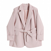 Картинка Пиджак прямой рукава с подворотами пояс в цвет от магазина LonnaMag