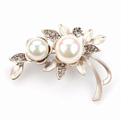 картинка Брошь два цветка с жемчугом от магазина LonnaMag