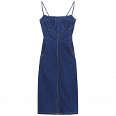 Картинка Платье джинс по фигуре тонкие лямки чашки потайнные карманы от магазина LonnaMag