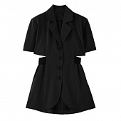 Картинка Платье пиджак мини короткий рукав вырез по бокам на тали и на спине широкая резинке от магазина LonnaMag