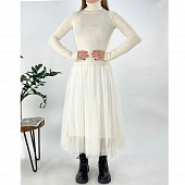 Картинка Платье эффект водолазки и длинной юбки пачки из сетки в цвет от магазина LonnaMag