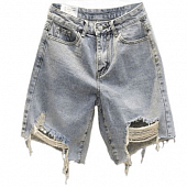 Картинка Шорты джинс рваный низ с дырками от магазина LonnaMag