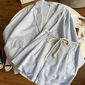 Картинка Костюм лен пиджак + шорты веревочный пояс(пиджак) от магазина LonnaMag