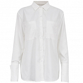 Картинка Рубашка белая гипер широкие манжеты золотые запанки от магазина LonnaMag