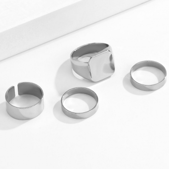 Кольца металл гладкие широкие ровные перстень (набор 4 шт.)