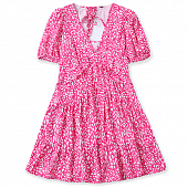 Картинка Платье мини клеш розовый лео принт рукав фонарик от магазина LonnaMag