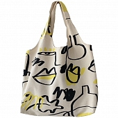 картинка Сумка шоппер принт черно-желтый рисунок глаз губы сосуд от магазина LonnaMag