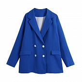 Картинка Пиджак насыщенный синий двубортный белые пуговицы от магазина LonnaMag