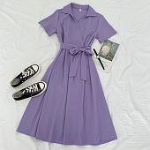 Картинка Платье летнее миди на запах короткий рукав + пояс от магазина LonnaMag